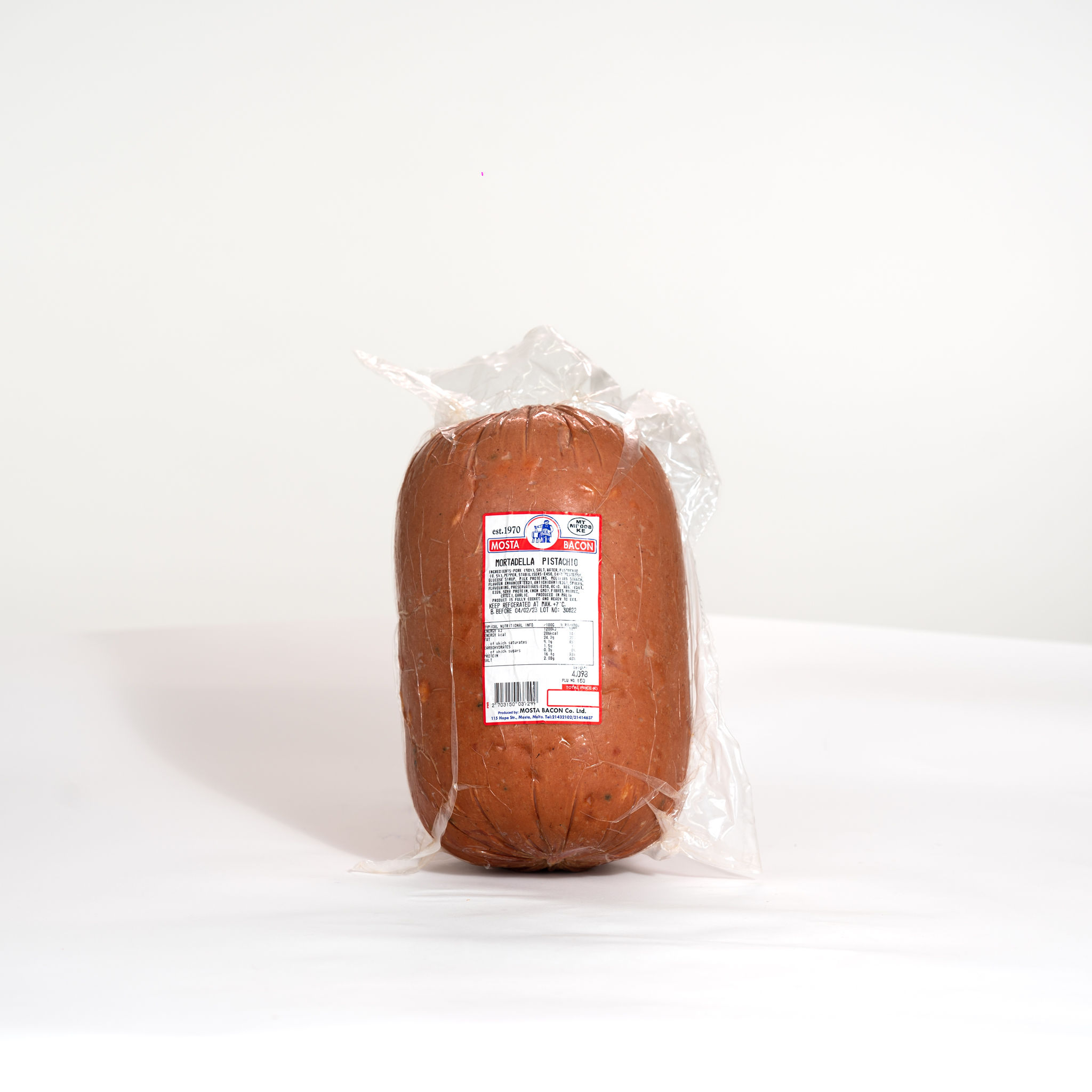 Mortadella Regina Pistaccio Whole Mosta Bacon